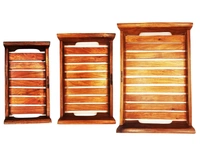 Set of 3 Sheesham Wood Serving Trays - 