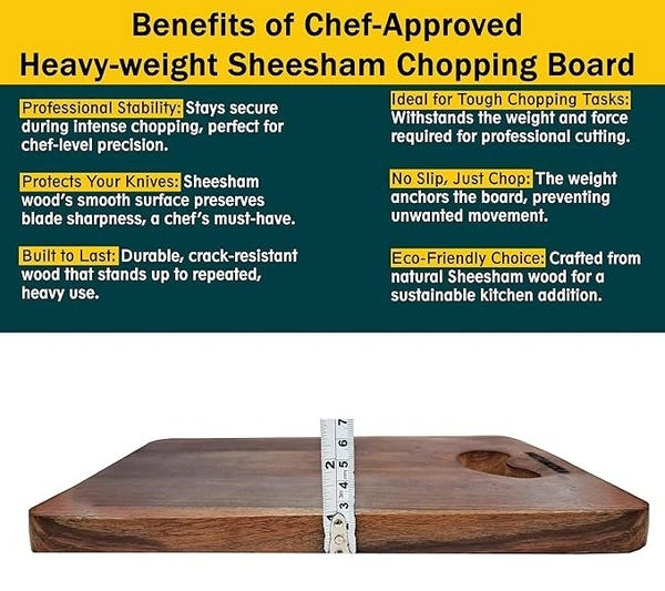 Sheesham Wooden Chopping Board - 12 x 10 x 1 inch, 1Kg