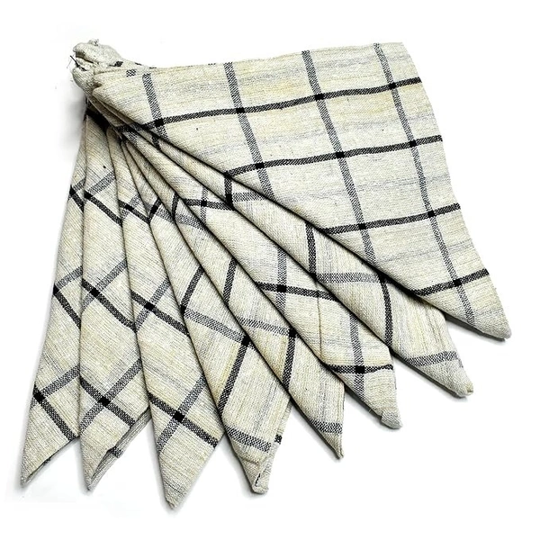 Pure Cotton 8 Piece Check Style Multipurpose Kitchen & Cleaning Cloth | 100% Cotton - 21 x 21 Inches, 400g