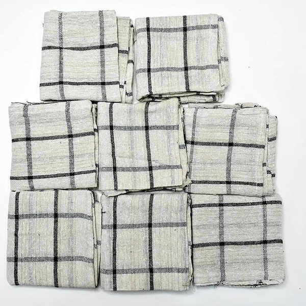 Pure Cotton 8 Piece Check Style Multipurpose Kitchen & Cleaning Cloth | 100% Cotton - 21 x 21 Inches, 400g