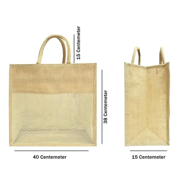 Eco-Friendly Jute Shopping Bag - 40 cm wide and 38 cm tall