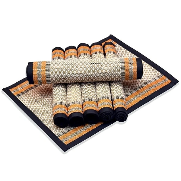 Madurkathi Table Mats for Dining Table - 3 Piece Dinner Mat - 12x18 Inches