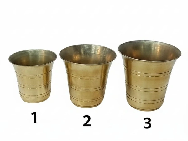 Dashakarma  Puja Jol Glass  - size - 2, H- 1.75 ", Brass, 15 g