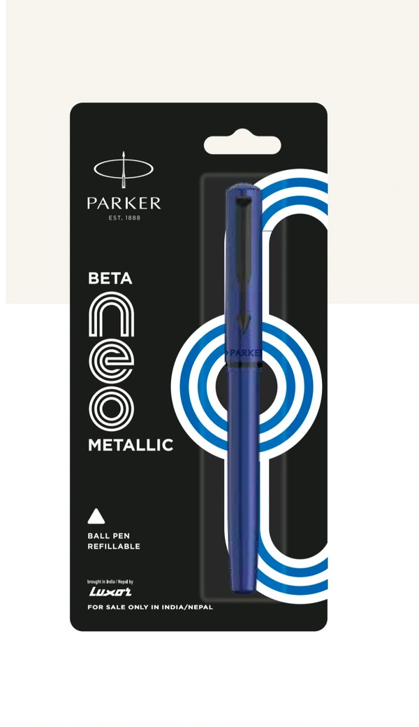 PARKER BETA NEO METALLIC BALL PEN WITH COATED CLIP  - Dark Blue