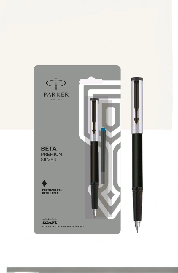 PARKER  BETA PREMIUM FOUNTAIN PEN WITH COATED CLIP - Silver