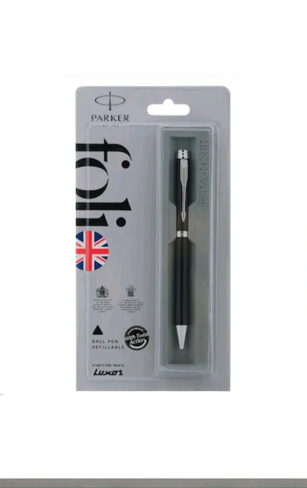 PARKER  FOLIO  STANDARD BALL PEN WITH CHROME TRIM  - Black