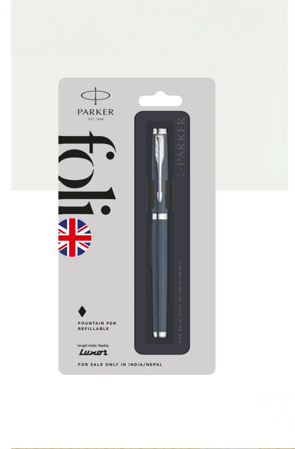PARKER  FOLIO STANDARD  FOUNTAIN  PEN WITH CHROME TIP