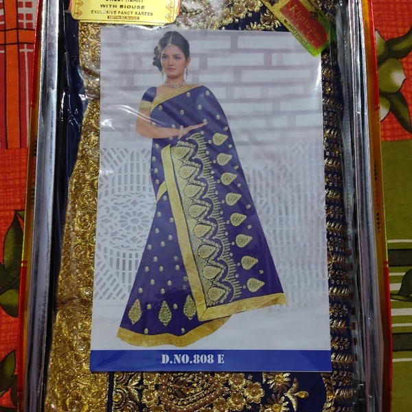 Khatupati Synthetic Saree - Nevi Blue, 5.5 MTR
