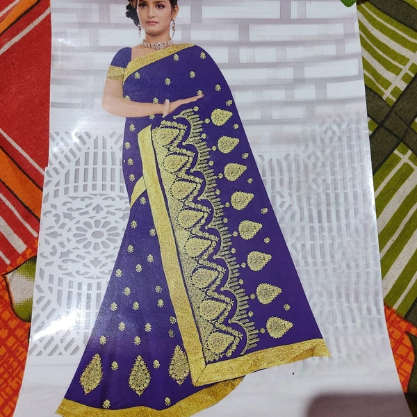 Khatupati Synthetic Saree - Nevi Blue, 5.5 MTR