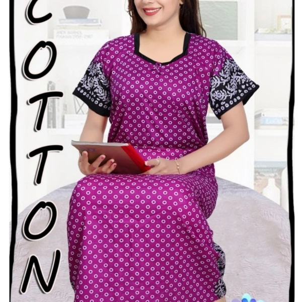 K.L.D Cotton Nighty - ASST, Regular