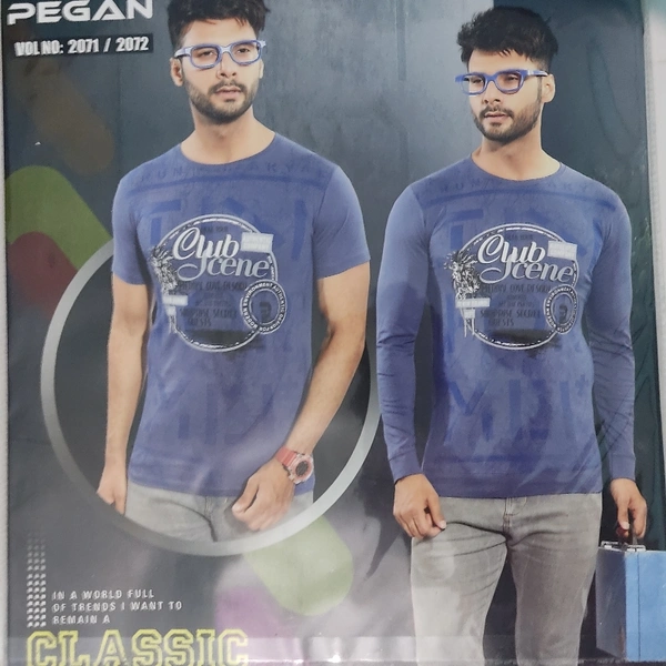 Pegan Round Neck Half T-shirts - ASST, XL