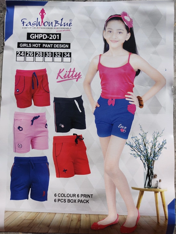 Fashion Blue Kitty Girls Hot Pant - ASST, 30