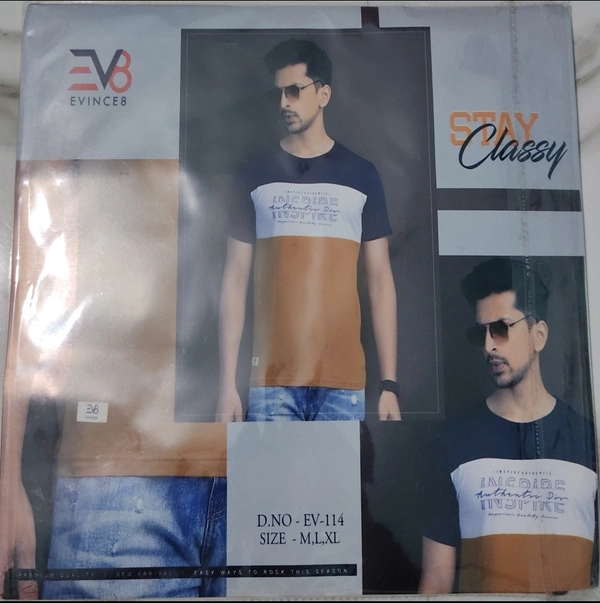 EVINCE 8 Round Neck T-shirts - ASST, M