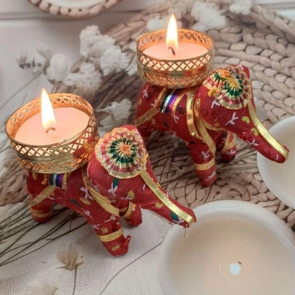 Handmade Elephant Tea Light Holder (Pack Of 2)