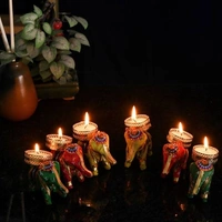 Handmade Elephant Tea Light Holder (Pack Of 2)