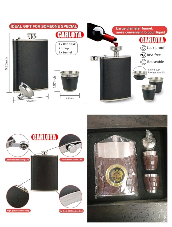 Brown Leather Stainless Steel Liquor Flask 
