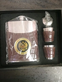 Brown Leather Stainless Steel Liquor Flask 