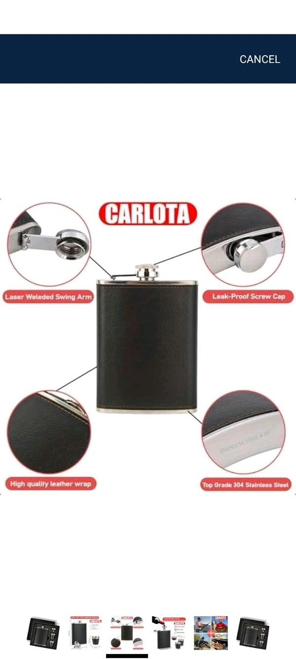 Brown Leather Stainless Steel Liquor Flask 