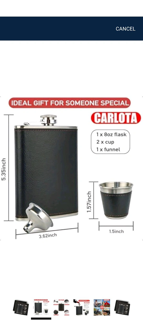Brown Leather Stainless Steel Liquor Flask 