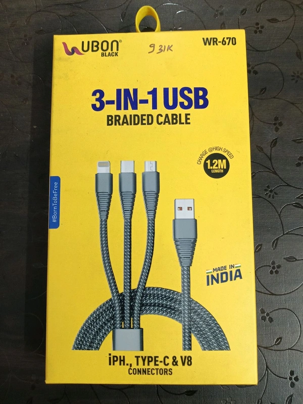 UBON 3 In 1 Data Cable 