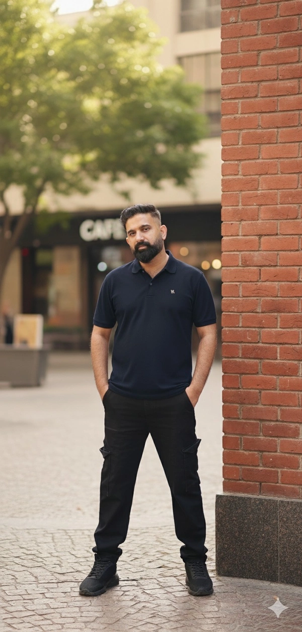 ROSEVERA Men’s Polo T-Shirt – Classic Fit - Navy Blue, M