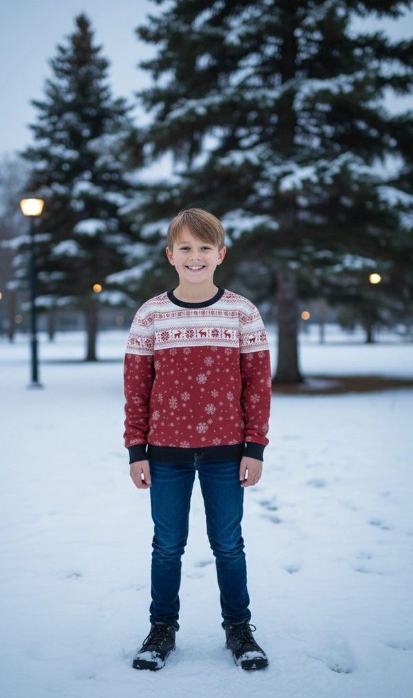 ROSEVERA AOP Kids Sweatshirt - Red, 5-6 Years
