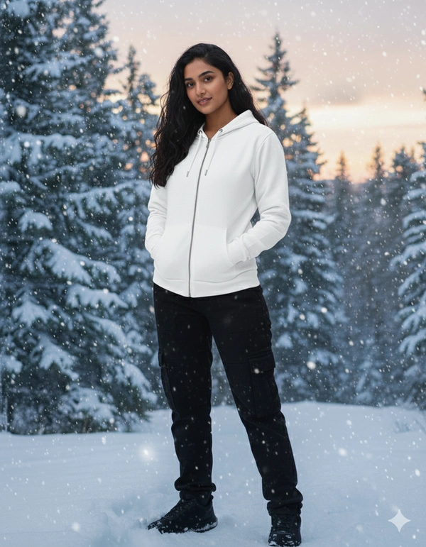 ROSEVERA unisex zip hoodie - White
