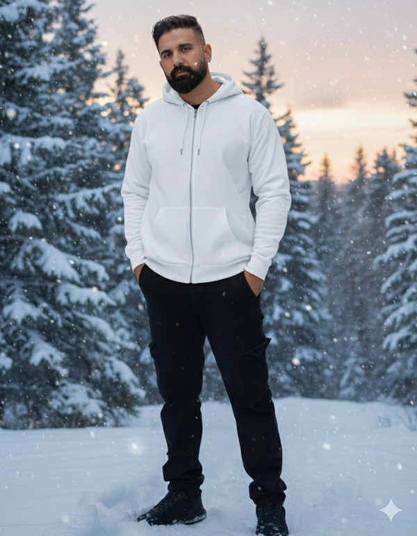 ROSEVERA unisex zip hoodie - White