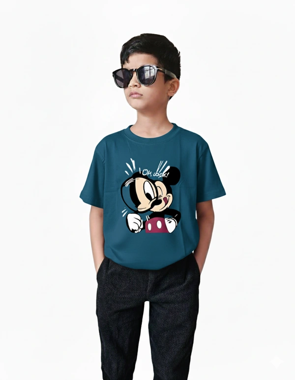 ROSEVERA Classic Crew T-Shirt β Mickey Mouse Design πβ¨ - 9-10, petrol blue