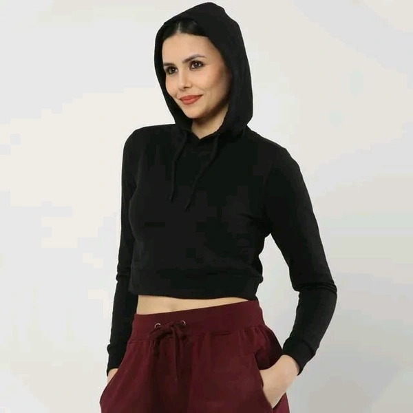 ROSEVERA Women’s Cropped Hoodie - Black, Xs