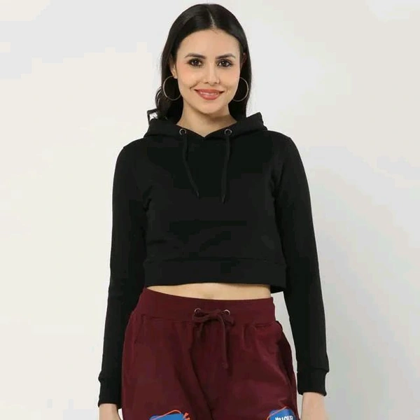 ROSEVERA Women’s Cropped Hoodie - Black, Xl