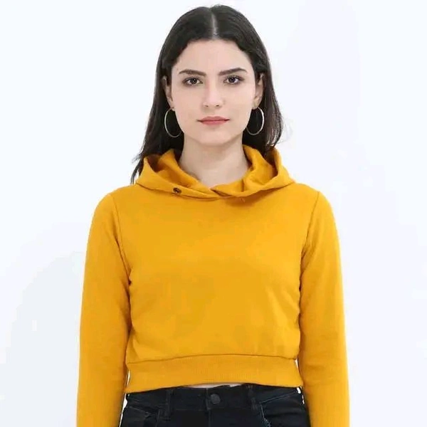 ROSEVERA Women’s Cropped Hoodie - Mustard, L
