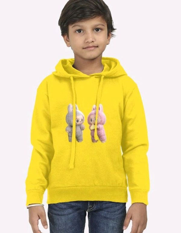 ROSEVERA Kids’ Hoodie – Labubu Design - mustard yellow, 7-8