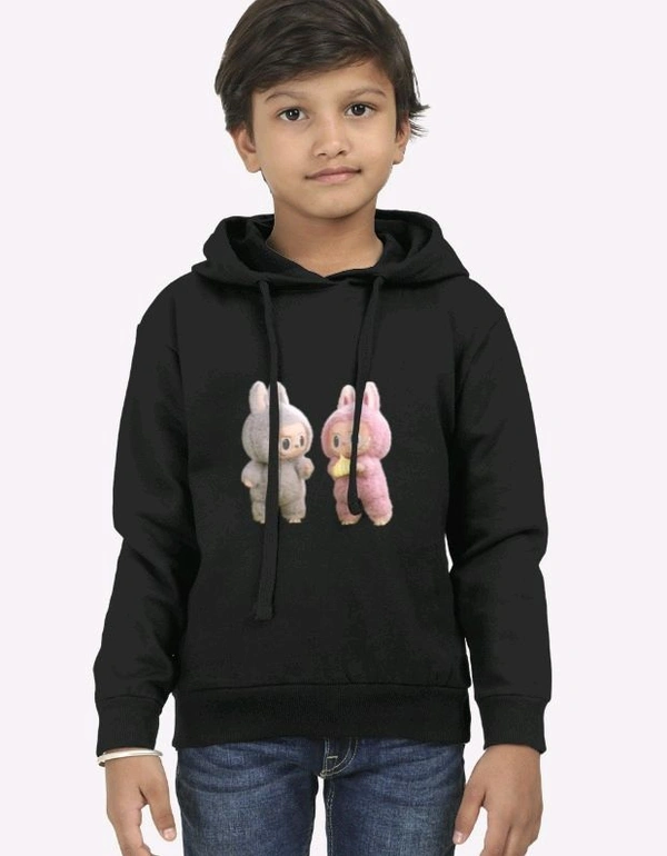ROSEVERA Kids’ Hoodie – Labubu Design - Black, 9-10