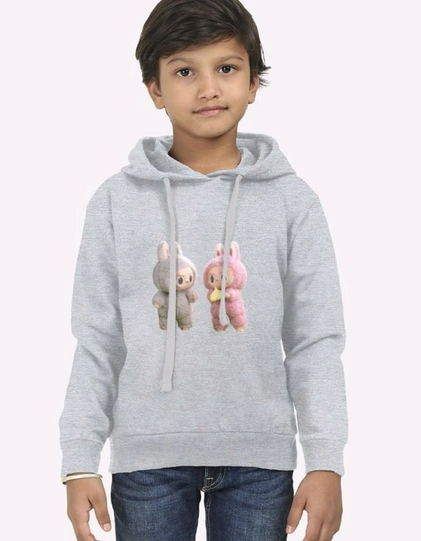 ROSEVERA Kids’ Hoodie – Labubu Design - Grey, 11-12