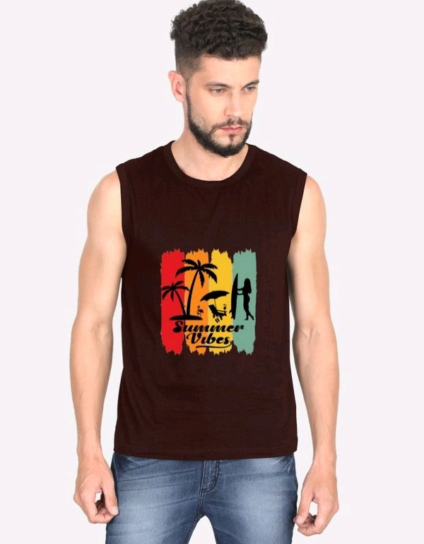 ROSEVERA Men sleeveless T shirt (summer vibe) - Maroon, S
