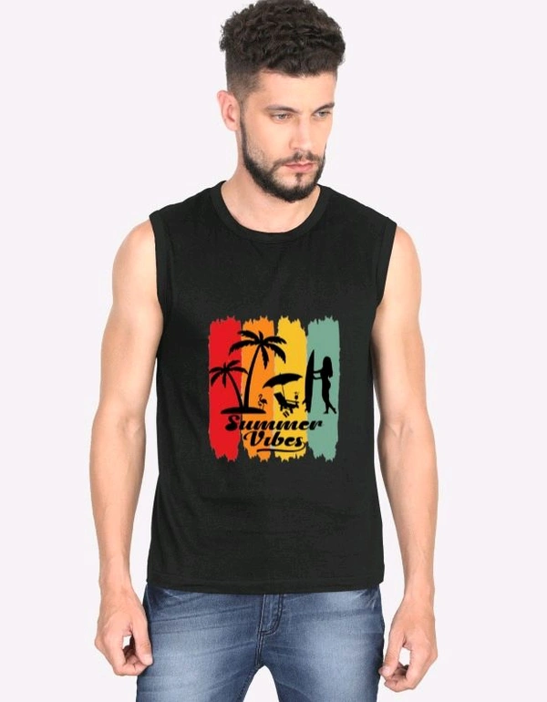 ROSEVERA Men sleeveless T shirt (summer vibe) - Black, S