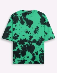 ROSEVERA Unisex Tie-Dye Oversized T-Shirt - Green and black, L