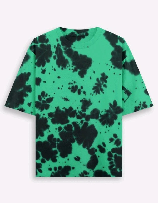 ROSEVERA Unisex Tie-Dye Oversized T-Shirt - Green and black, L