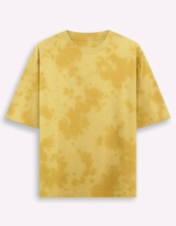 ROSEVERA Unisex Tie-Dye Oversized T-Shirt - Yellow and golden, L