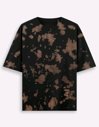 ROSEVERA Unisex Tie-Dye Oversized T-Shirt - Black and Brown, Xl