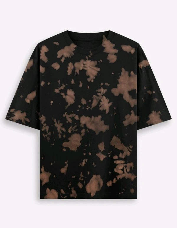 ROSEVERA Unisex Tie-Dye Oversized T-Shirt - Black and Brown, Xl