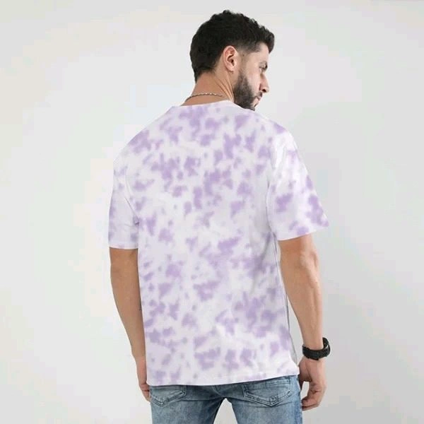 ROSEVERA Unisex Tie-Dye Oversized T-Shirt - White and Lavender, Xl