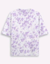 ROSEVERA Unisex Tie-Dye Oversized T-Shirt - White and Lavender, Xl