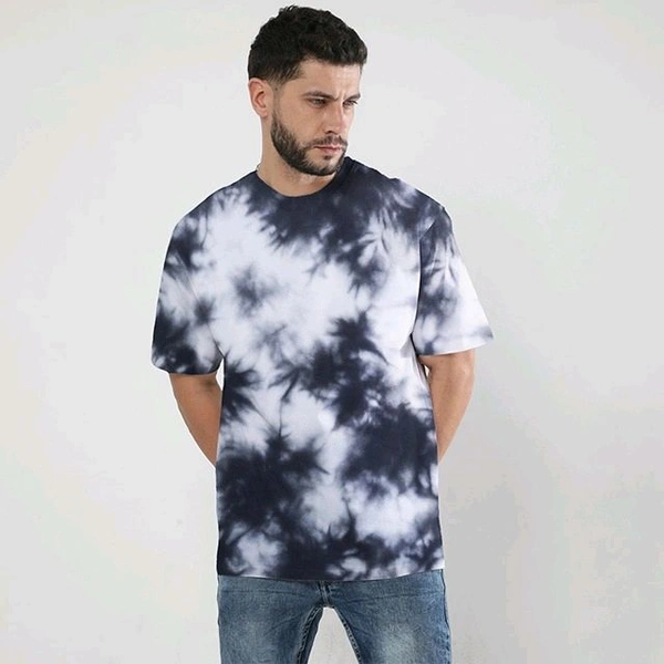 ROSEVERA Unisex Tie-Dye Oversized T-Shirt - white and grey, L