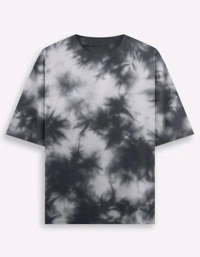 ROSEVERA Unisex Tie-Dye Oversized T-Shirt - white and grey, L