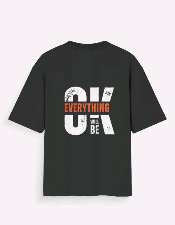 ROSEVERA Unisex Oversized Standard T-Shirt - Design on back - Black, M
