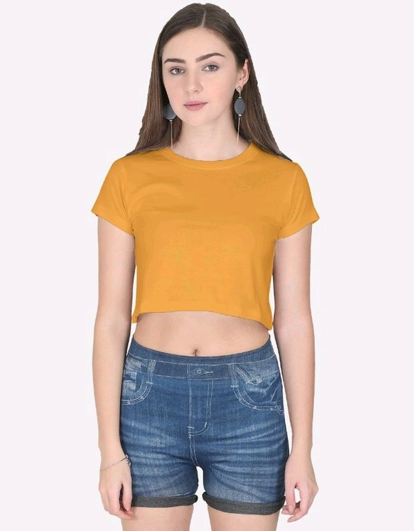 ROSEVERA Rosevera plain Crop Top - S, Golden yellow