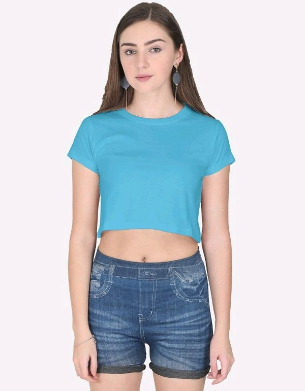 ROSEVERA Rosevera plain Crop Top - S, sky-blue