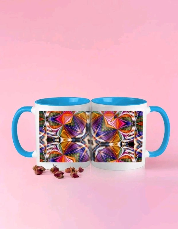 ROSEVERA Coffee Mug -Kaleidoscope Pattern - 11 OZ, sky blue